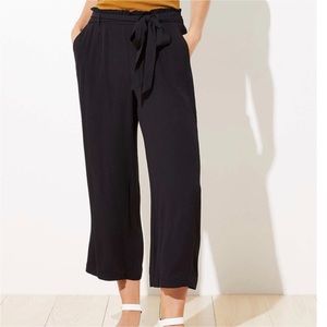 Loft Beach Black Tie Waist Wide Leg Pants